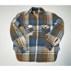 Rare VTG C.P.O.  Checkered Plaid Flannel Lined Jacket Blue Brown 80s 90s SZ M